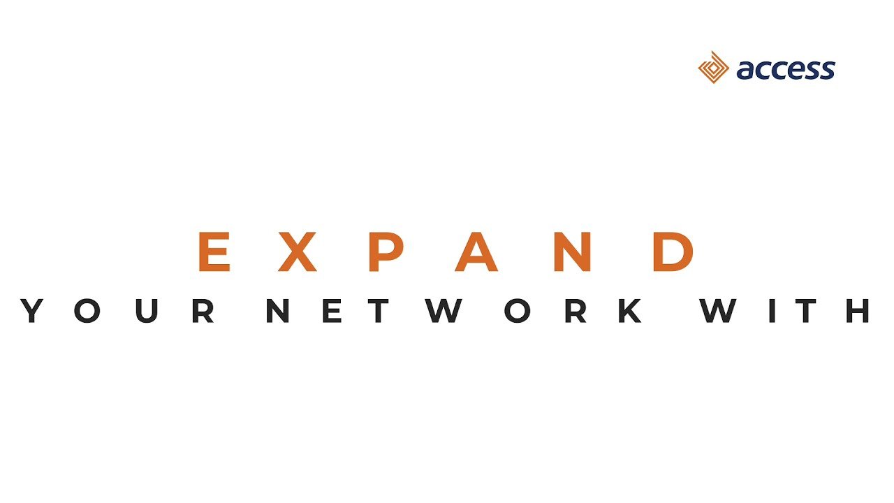 A frame from the Access Bank animated explainer video reading Expand your network with