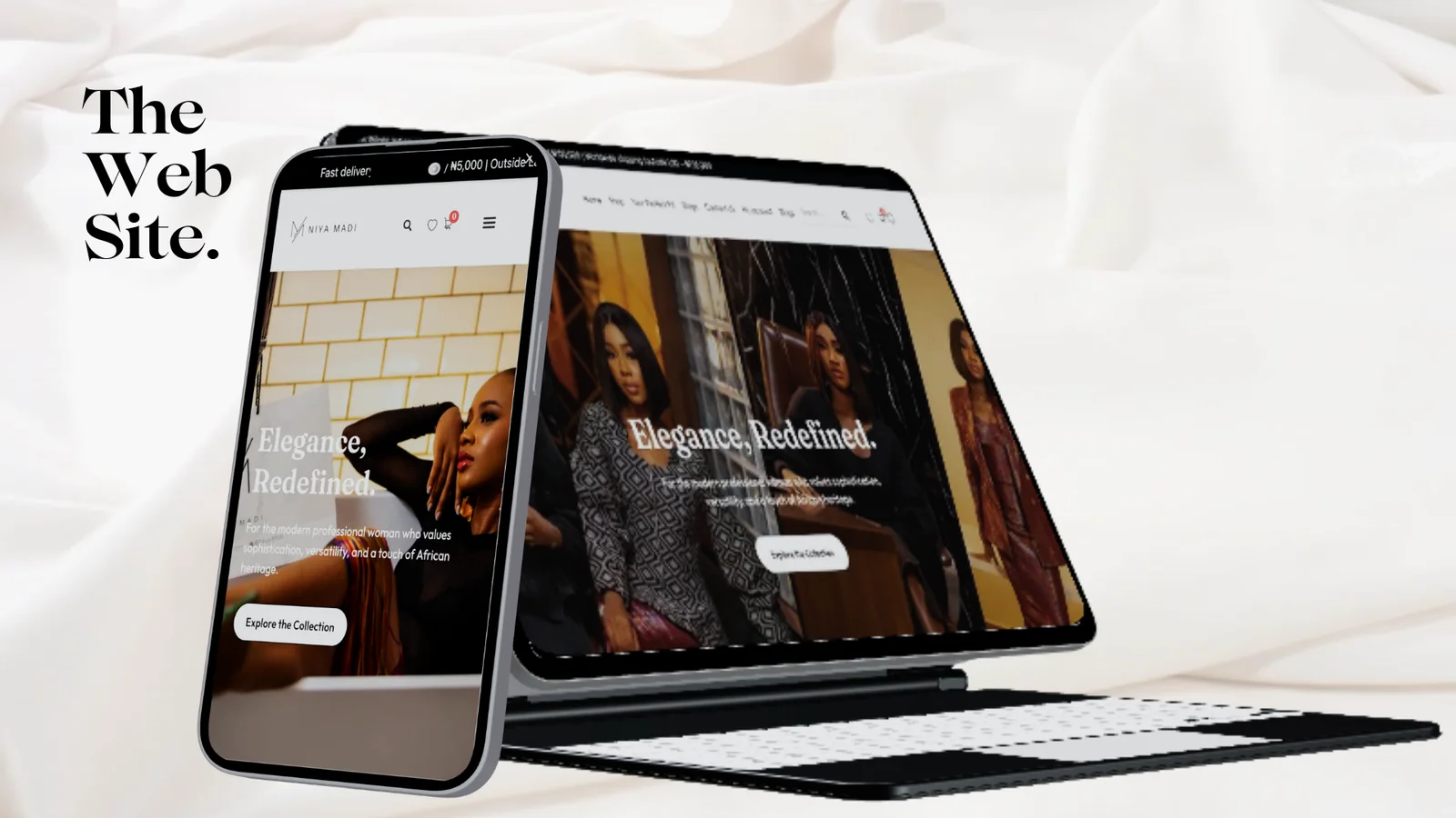 The Niya Madi eCommerce store shown on a phone and a laptop