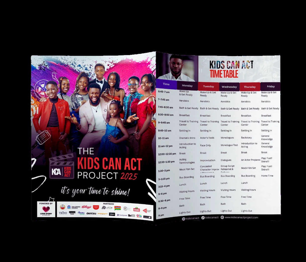 The Kids Can Act Project poster and timetable